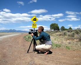 Jeremy filming in New Mexico on the Samsara by Bus Tour in 2009
